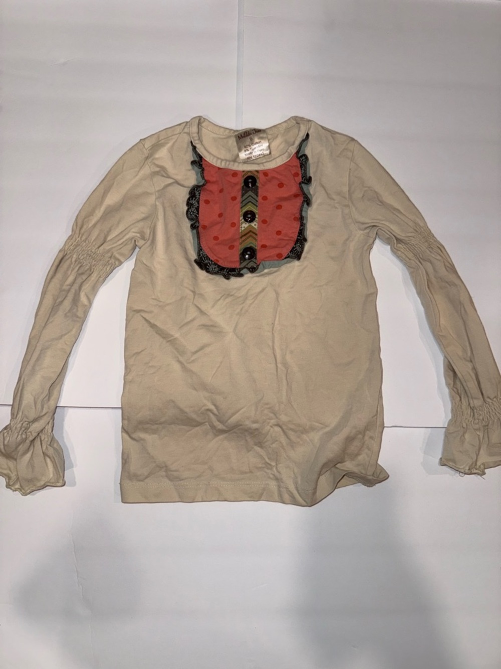 Matilda Jane Kids Long-Sleeve Shirt with Coral Dot Bib Detail